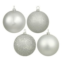 Vickerman 2.75" Silver 4-Finish Ball Ornament Assortment, 20 per Box