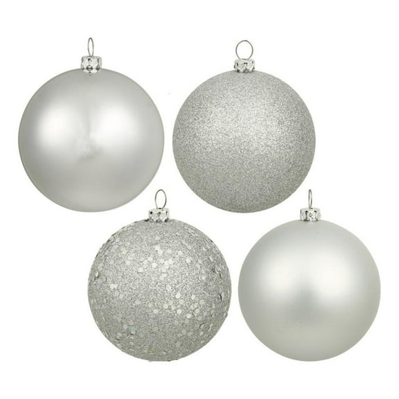 Vickerman 2.75" Silver 4-Finish Ball Ornament Assortment, 20 per Box