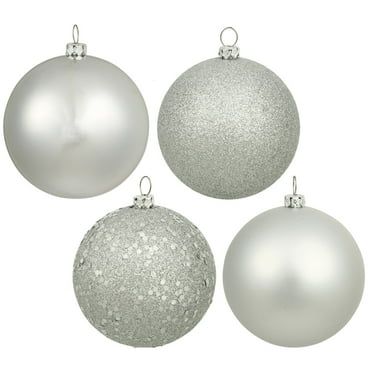 Vickerman 2.75" Silver 4-Finish Ball Ornament Assortment, 20 per Box