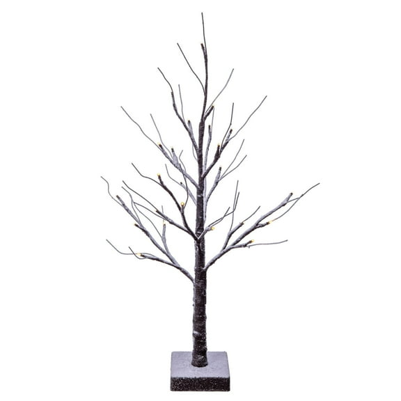 Vickerman 2' Brown Frosted Twig Tree, Battery Operated Warm White 3mm Wide Angle LED lights.