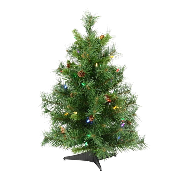 Vickerman 2' Cheyenne Pine Artificial Christmas Tree, Multi-colored Dura-Lit® LED Lights