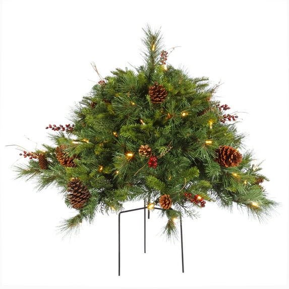 Vickerman 2' Cibola Mixed Berry Artificial Christmas Bush with 100 Warm White LED Lights. This mixed cibola series features a variety of tips and berries to create a full bush. Take this bush and secu