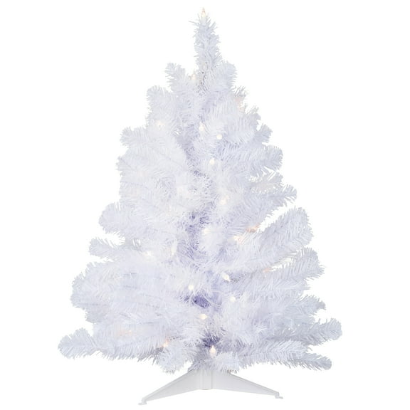 Vickerman 2' Crystal White Spruce Artificial Christmas Tree, Clear Dura-lit Incandescent Lights
