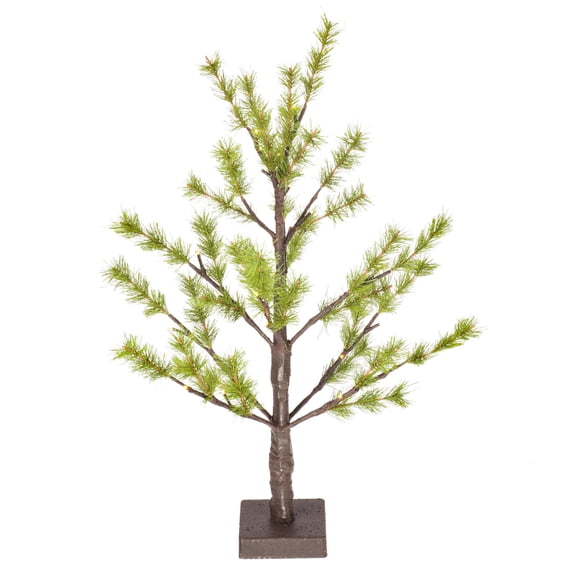 Vickerman 2' Green Mini Pine Twig Tree, Battery Operated Warm White 3mm LED lights.
