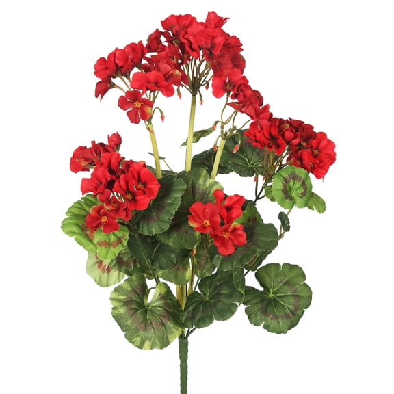 Vickerman 20" Artificial Red Geranium Bush, 4 per Pack.