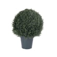 thumbnail image 1 of Vickerman 20" Artificial UV Resistant Pond Cypress Topiary in Two Tone Green Pot., 1 of 3