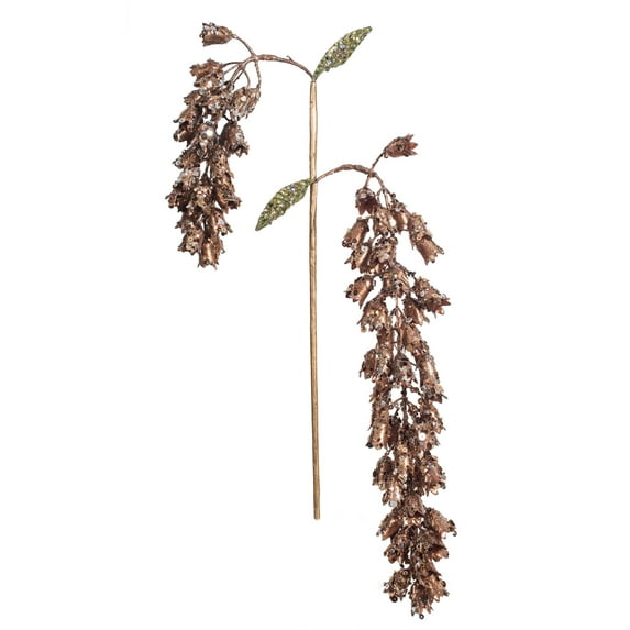 Vickerman 20" Chocolate Pearl Glitter Hanging Foxglove Artificial Christmas Spray. Includes 3 sprays per pack.