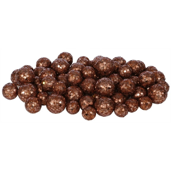 Vickerman 20MM/25MM/30MM Dark Copper Glitter Polystyrene Ball Christmas Ornament, 72 per Bag