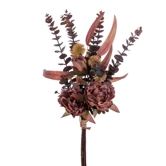 Vickerman 21.5" Mauve Artificial Dried Peony Eucalyptus Bundle.