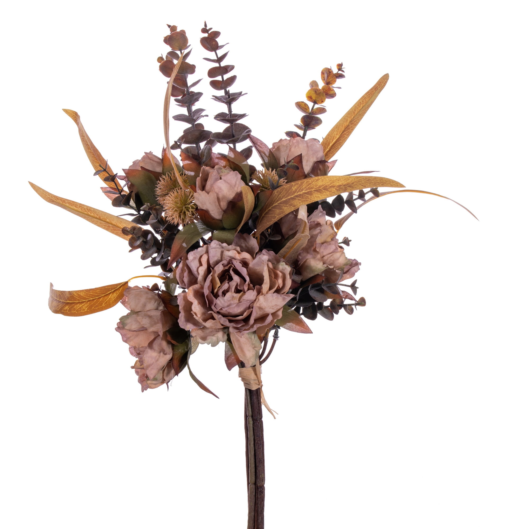Vickerman 21.5" Tan Artificial Dried Peony Eucalyptus Bundle.
