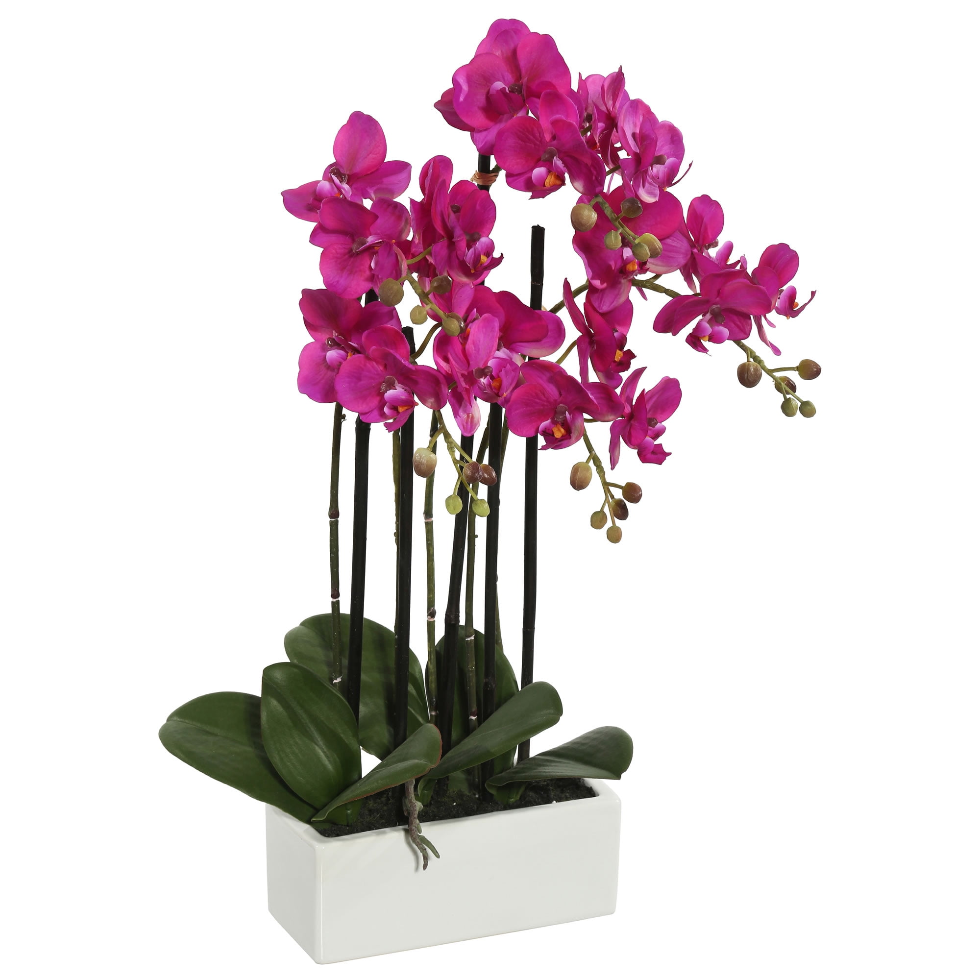 21" Purple Faux Orchid in White Ceramic Pot