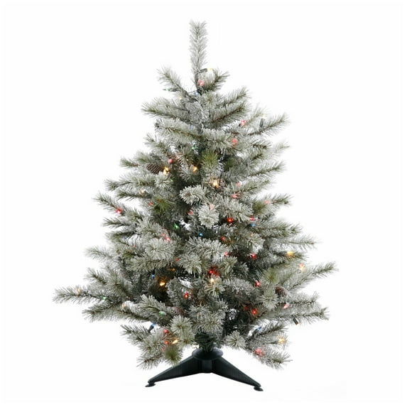 Vickerman 21597 - 3.5' x 35" Slightly Frosted Sartell Glittered 165 Multi-Color Italian LED Lights Christmas Tree (A111437LED)