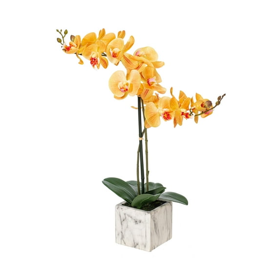 Vickerman 22" Artificial Potted Real Touch Coral Phalaenopsis Spray.
