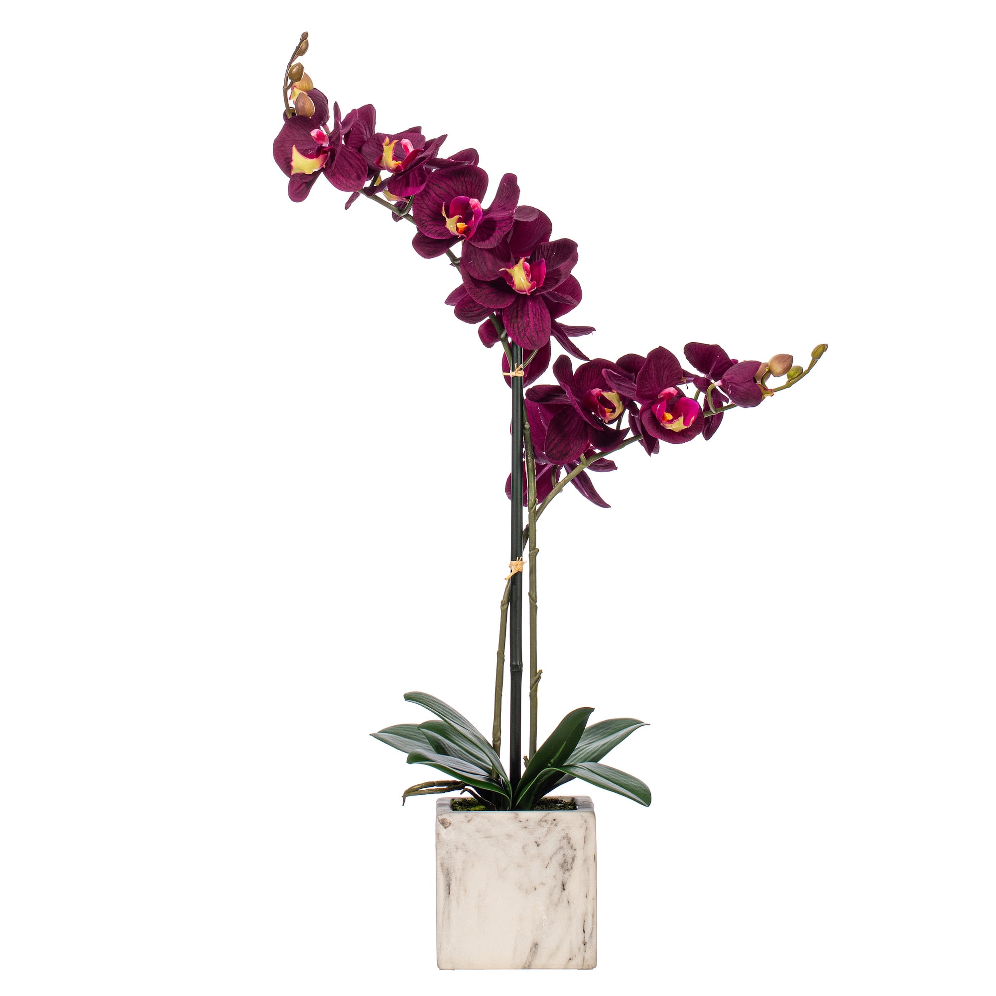 22" Dark Purple Artificial Orchid Spray in Ceramic Pot