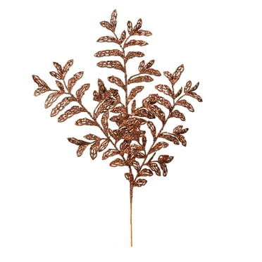 Vickerman 22" Chocolate Bipinnate Glitter Leaf Artificial Christmas Spray. Includes 12 sprays per pack.