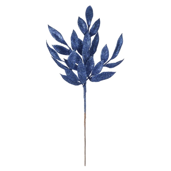 Vickerman 22" Midnight Blue Glitter BayLeaf Artificial Spray, 12 per Bag.