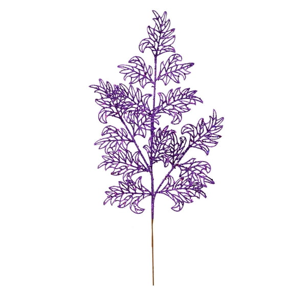 Vickerman 22" Purple Glitter Lace Holly Leaf Artificial Christmas Spray. Includes 12 sprays per pack.