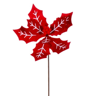 Vickerman 22" Red and White Felt Poinsettia, 4 per bag.