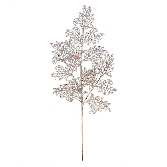 Vickerman 22" Rose Gold Glitter Lace Holly Leaf Artificial Christmas Spray. Includes 12 sprays per pack.