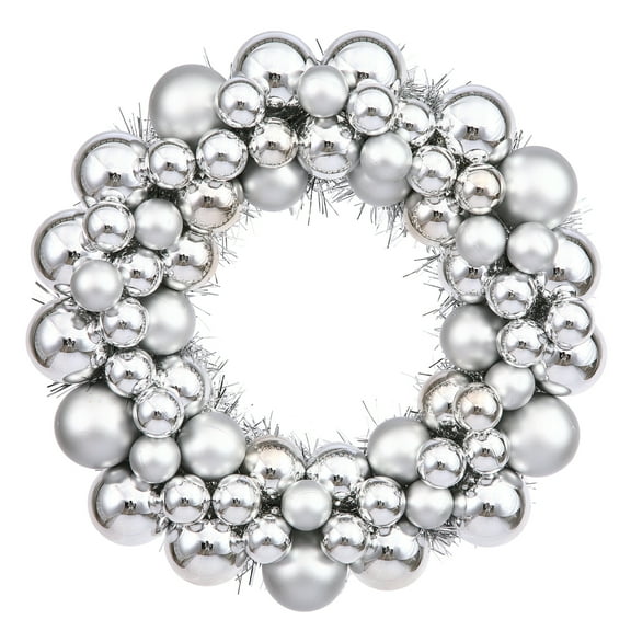 Vickerman 22" Silver Shiny and Matte Ball Wreath