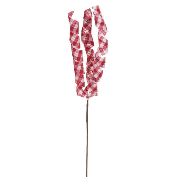 Vickerman 23" Red and White Plaid Swirl Spray, 8 per bag.