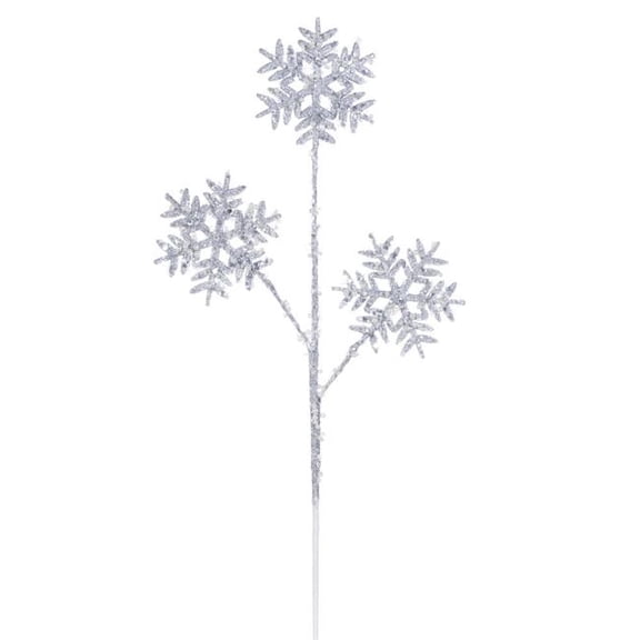 Vickerman RPQ254707 23 in. Silver Sequin Snowflake Spray - 2 per Bag