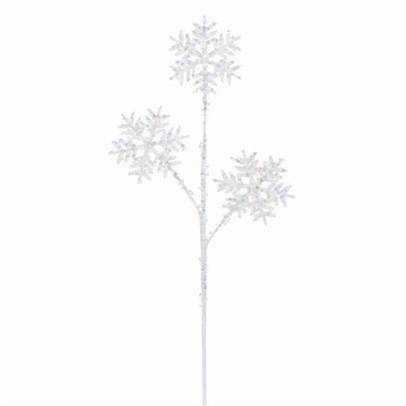 Vickerman RPQ254711 23 in. White Sequin Snowflake Spray - 2 per Bag