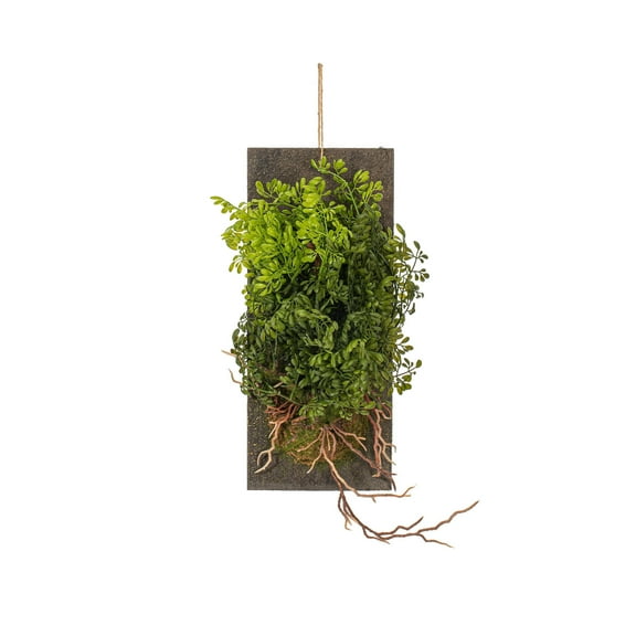 Vickerman 24" Artificial Green Mini Leaf on Wooden Plaque.