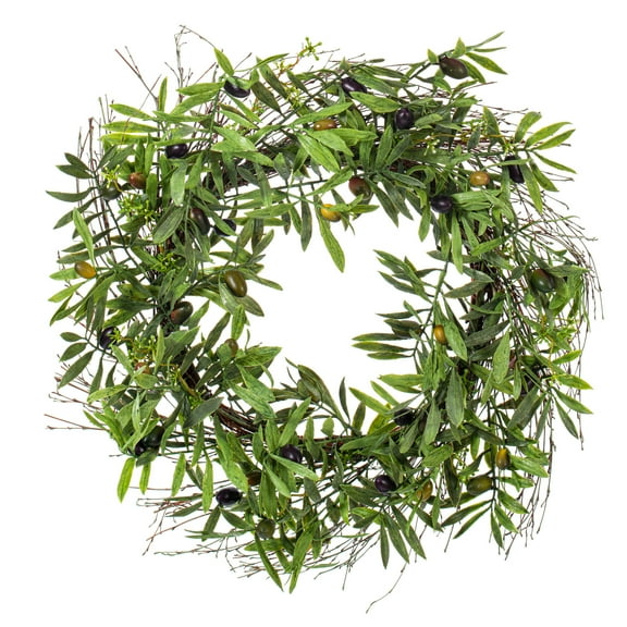 Vickerman 24" Artificial Green Olive Leaf Wreath.