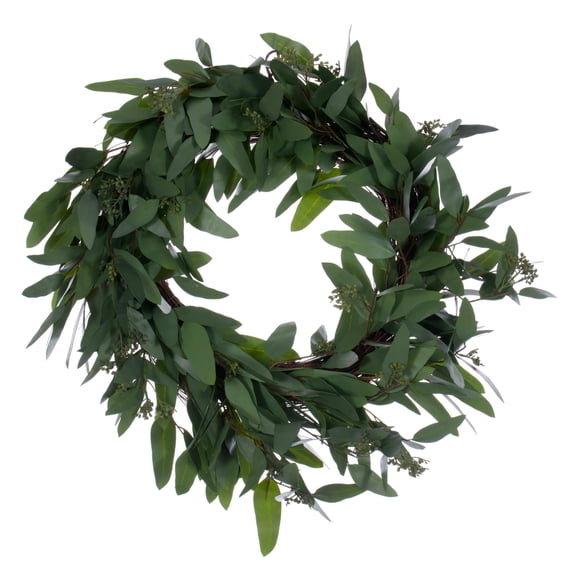 Vickerman 24" Artificial Green Seeded Willow Eucalyptus Wreath
