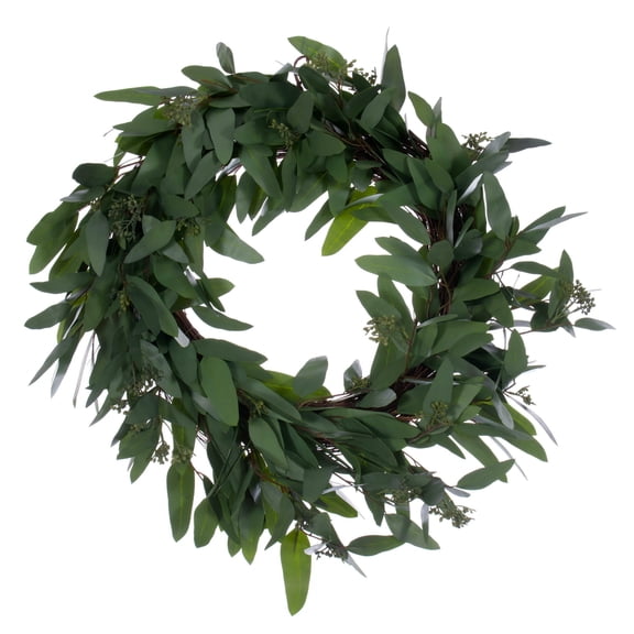 Vickerman 24" Artificial Green Seeded Willow Eucalyptus Wreath