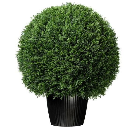 Vickerman 24" Artificial Potted Green Cedar Ball.