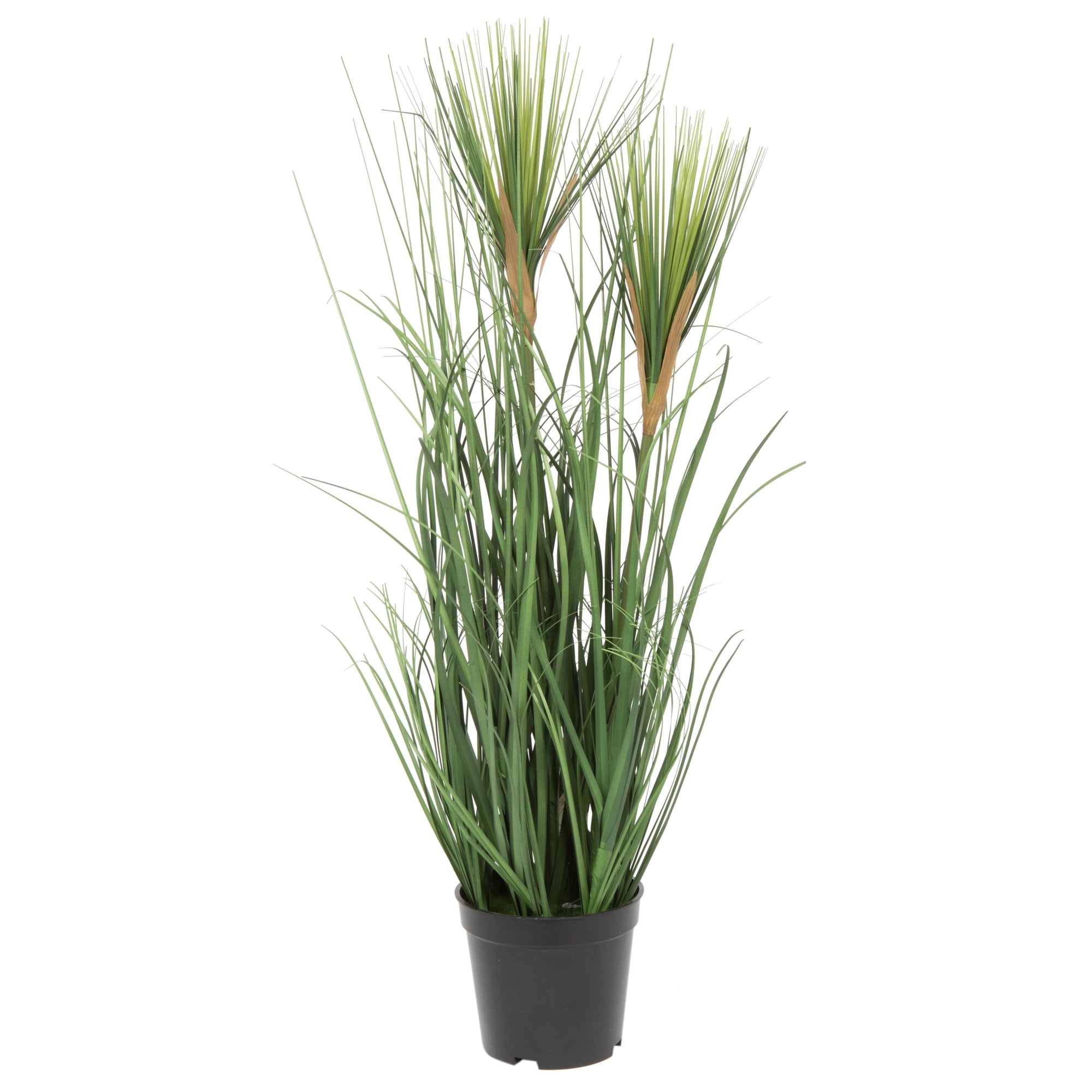 24" Green Artificial Brushed Grass in Black Plastic Pot