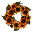 thumbnail image 1 of Vickerman 24" Artificial Yellow Sunflower Wreath with Green Fern Foliage., 1 of 4