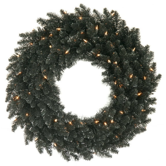 Vickerman 24" Black Fir Artificial Christmas Wreath, Warm White Dura-Lit LED lights.