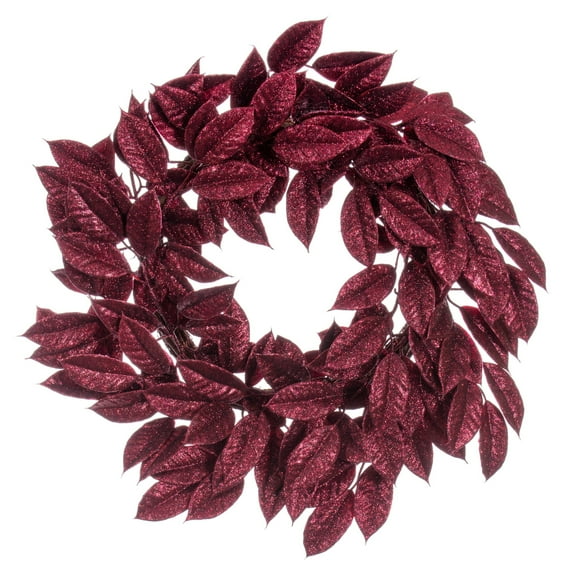 Vickerman 24" Burgundy Artificial Gardenia Glitter Wreath.