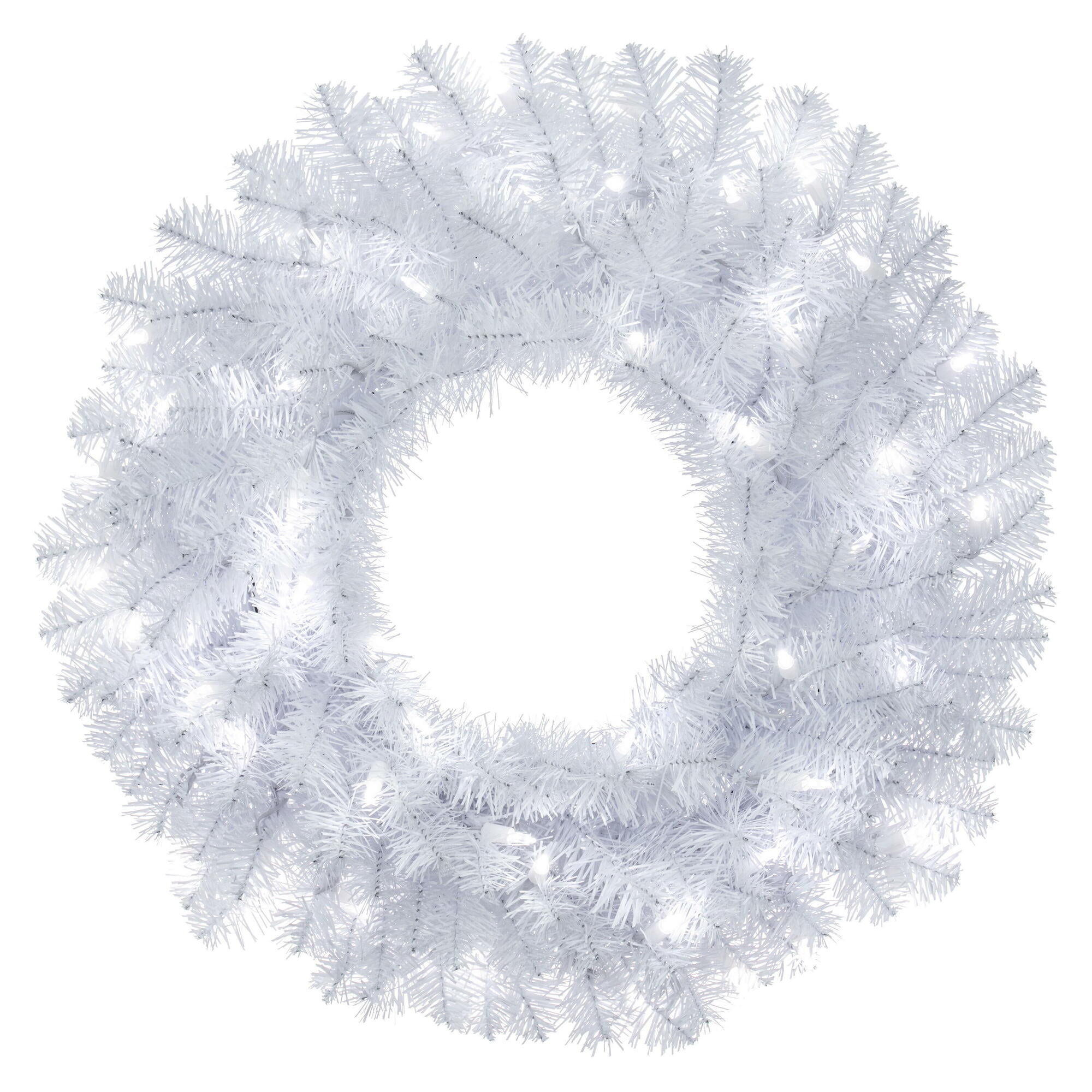 17" Crystal Pine LED-Lit Glossy White Outdoor Christmas Wreath