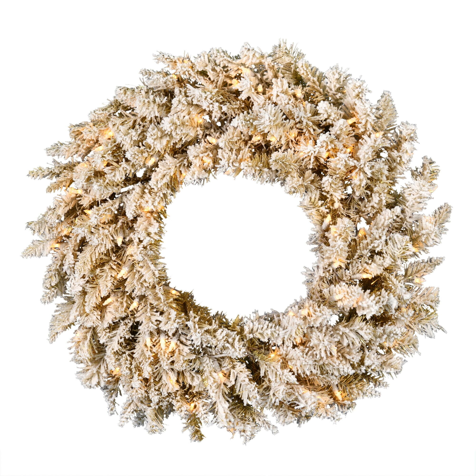 24" Frosted Gold Artificial Christmas Wreath with Warm White LED Lights
