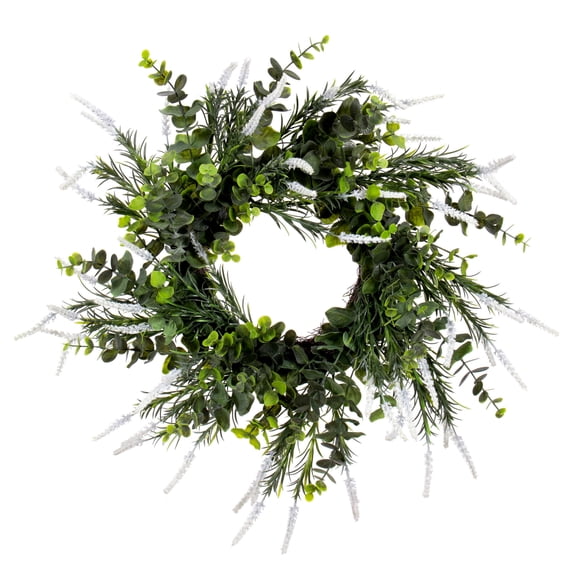 Vickerman 24" Green Artificial Rosemary & Eucalyptus Wreath.
