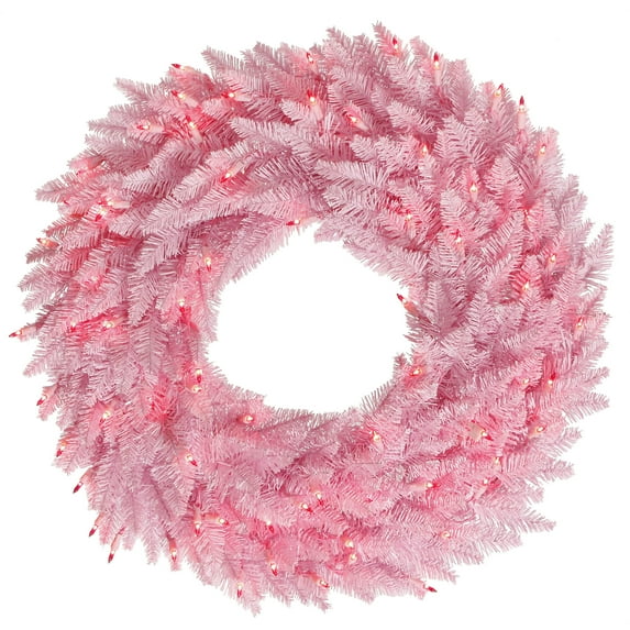 Vickerman 24" Light Pink Fir Artificial Christmas Wreath, Pink Dura-Lit LED lights.