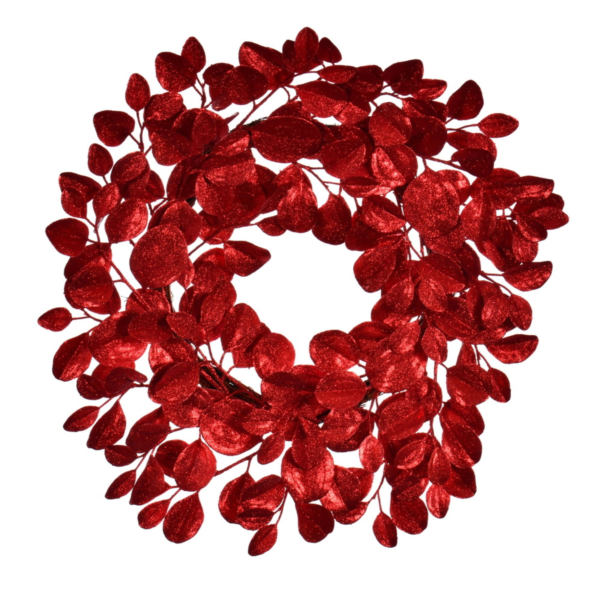 24" Red Glitter Artificial Dogwood Wreath