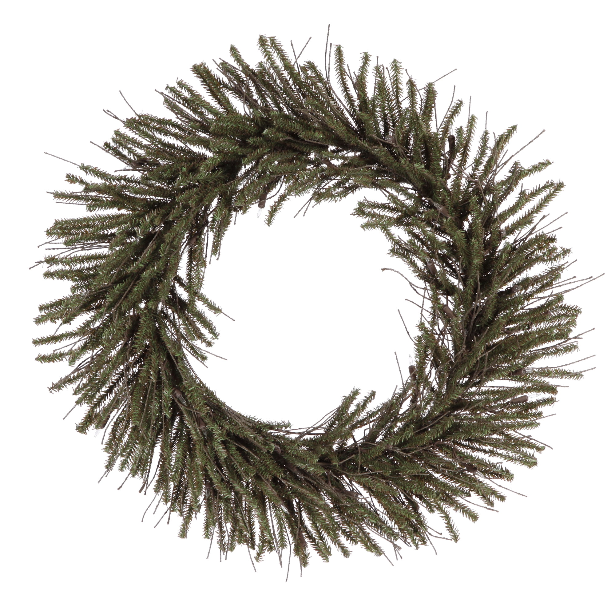 24" Green Artificial Pine Christmas Wreath with Natural Twig Accents