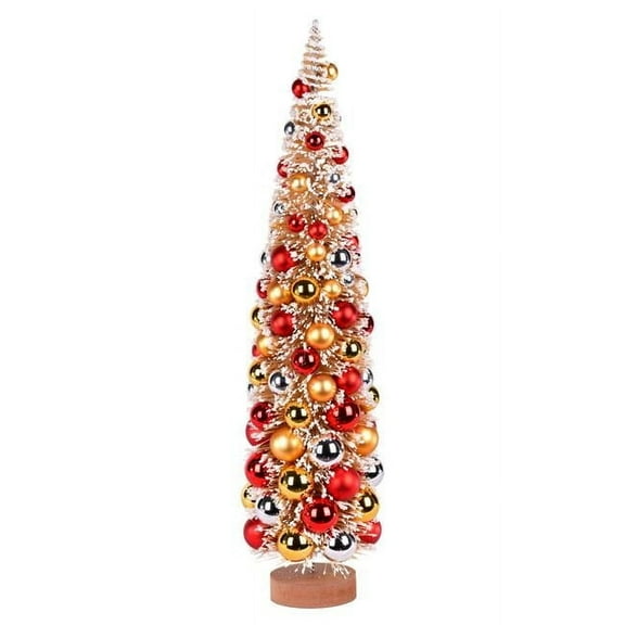 Vickerman 24" Vintage Tabletop Frosted Gold Artificial Christmas Tree, Red, Gold, Silver Ornament