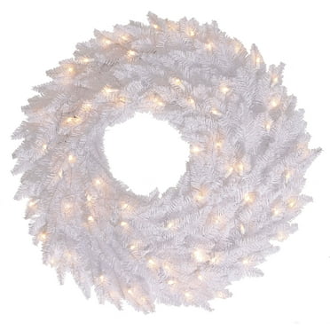 Vickerman 24" White Fir Artificial Christmas Wreath, Warm White Dura-Lit LED lights