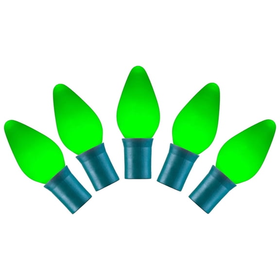 Vickerman 25 Green Ceramic C7 LED Light on Green Wire, 16' Christmas Single Mold Light Strand