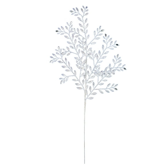 Vickerman 25" Gun Metal Ruscus Glitter Artificial Christmas Spray with Jewel. Includes 12 sprays per pack.