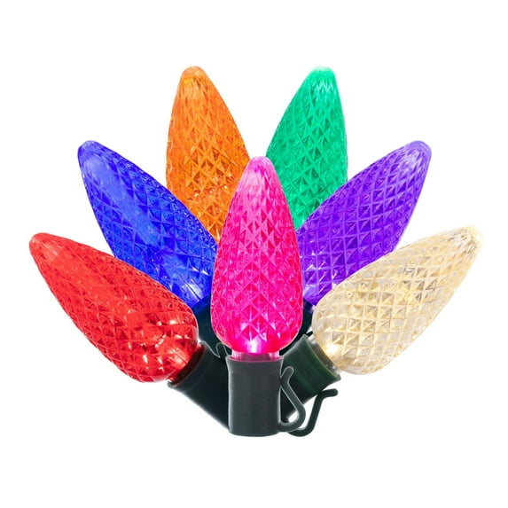 Vickerman 25 Multi-Colored C9 LED Light on Green Wire, 16' Christmas Single Mold Light Strand