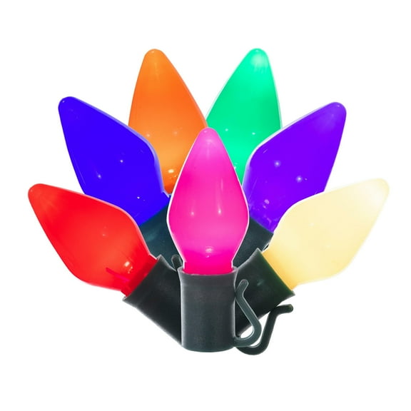 Vickerman 25 Multi-Colored Ceramic C7 LED Light on Green Wire, 16' Light Strand.
