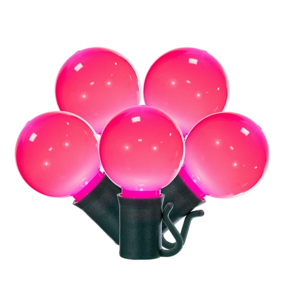 Vickerman 25 Pink G30 LED Light on Green Wire, 16' Christmas Light Strand