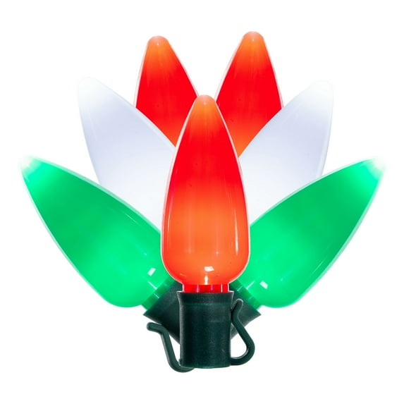 Vickerman 25 Red-PureWhite-Green Ceramic C9 LED Light on Green 22AWG Wire, 25'.